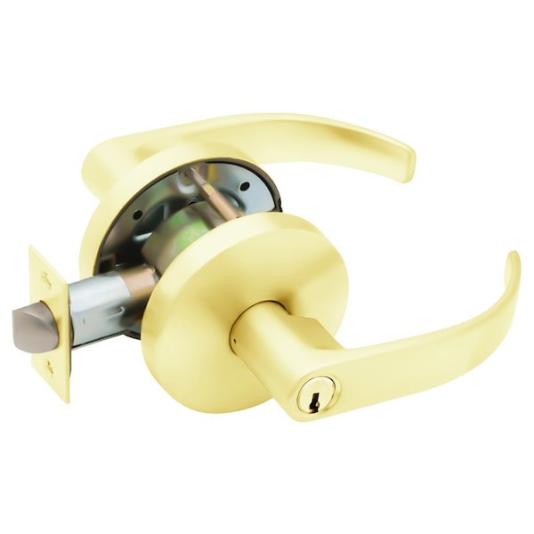 Grade 2 Entry/Office Cylindrical Lock, Key in Lever Cylinder, Quantum Lever, Standard Rose, Bright